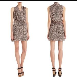 Parker silk cheetah-print drape front dress