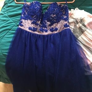Royal blue and nude homecoming dress
