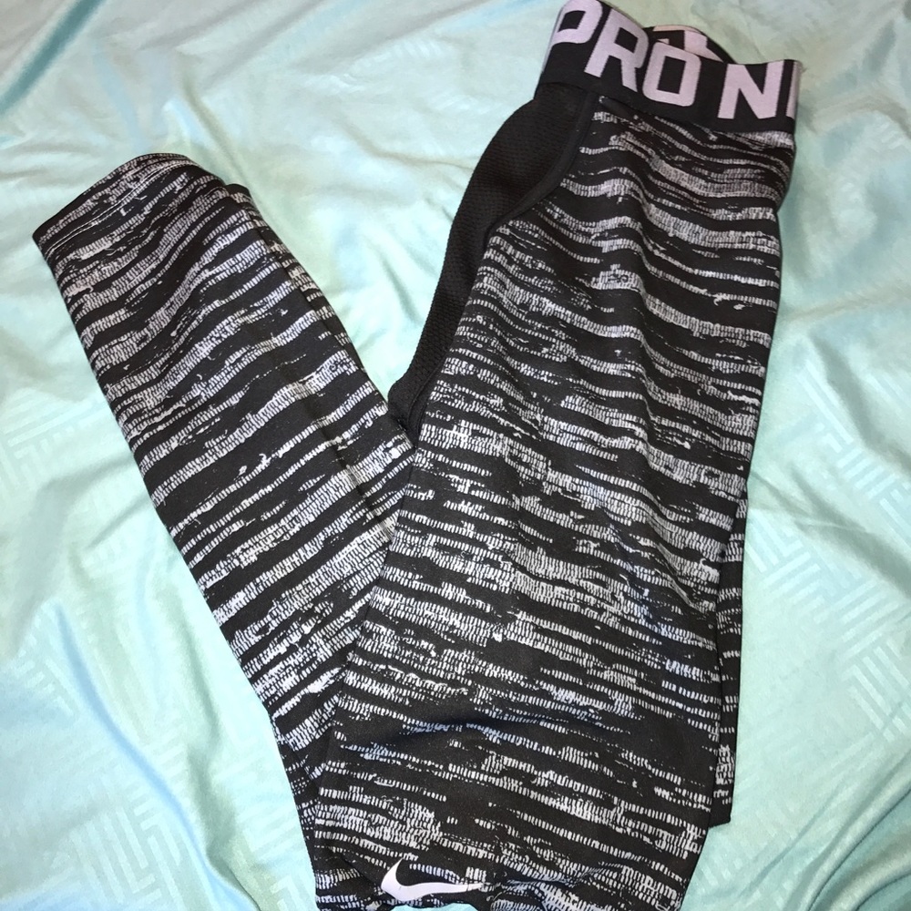 2 Pairs Of Black White Nike Pro Compression Tights