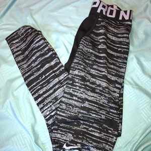 2 Pairs Of Black White Nike Pro Compression Tights