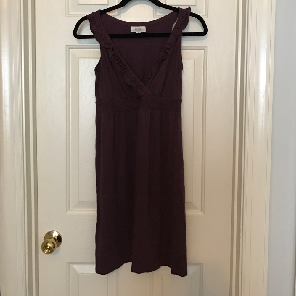 Loft purple ruffle dress