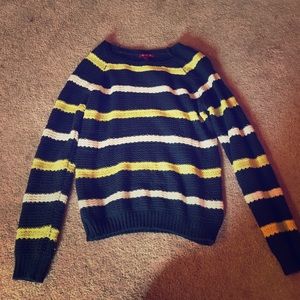 Navy and yellow sweater