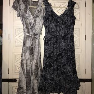 Two sheer animal print dresses
