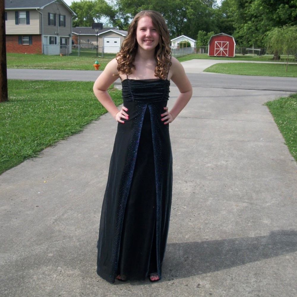 Long black shimmery flowy dress