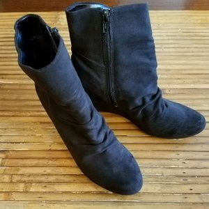 Black Faux Suede Booties