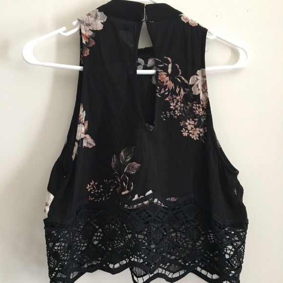 Kendall and Kylie - Black Floral High Neck Top - Picture 2 of 4
