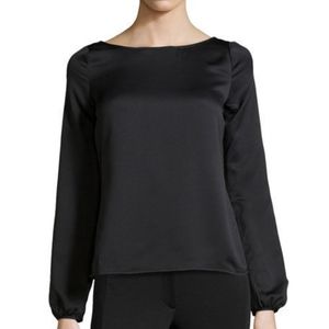 Cooper & Ella Black Back V Neck Crepe Blouse