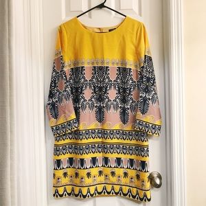 JCrew Yellow Jules Dress Scroll Print Size 6