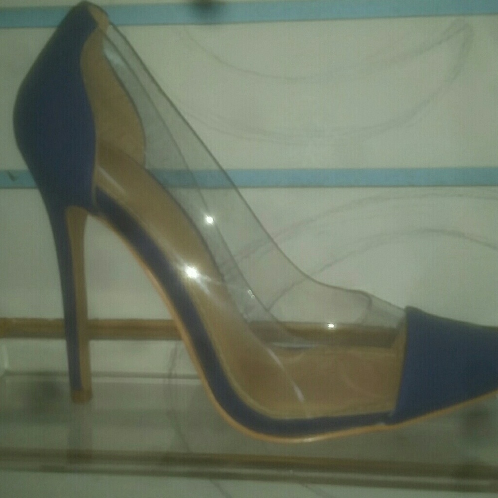 Blue see through heels