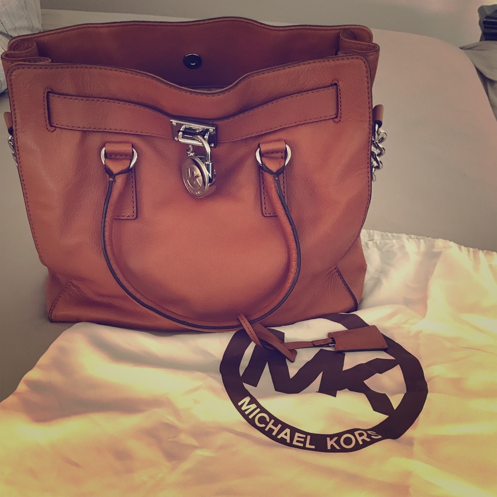 Michael kors leather briefcase with silver chains