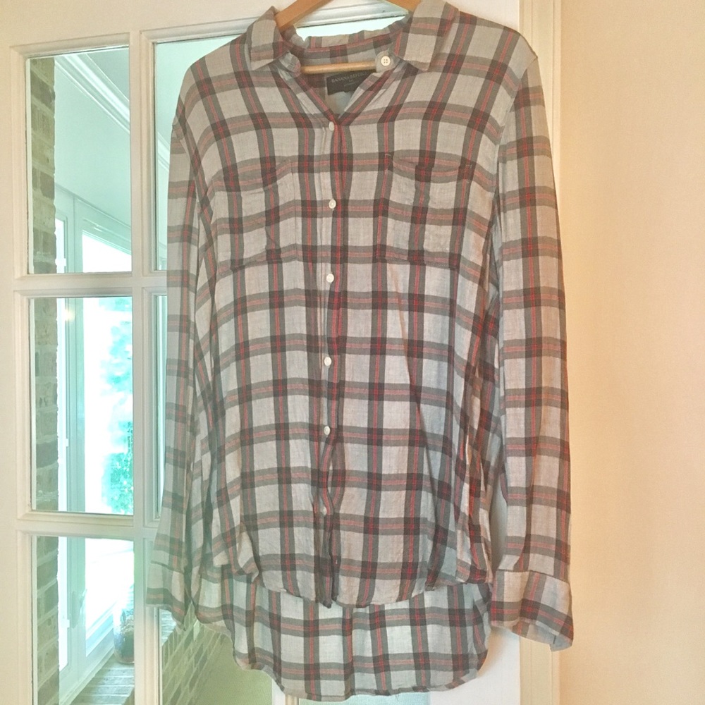 Banana Republic Flannel Gray Shirt Size Medium