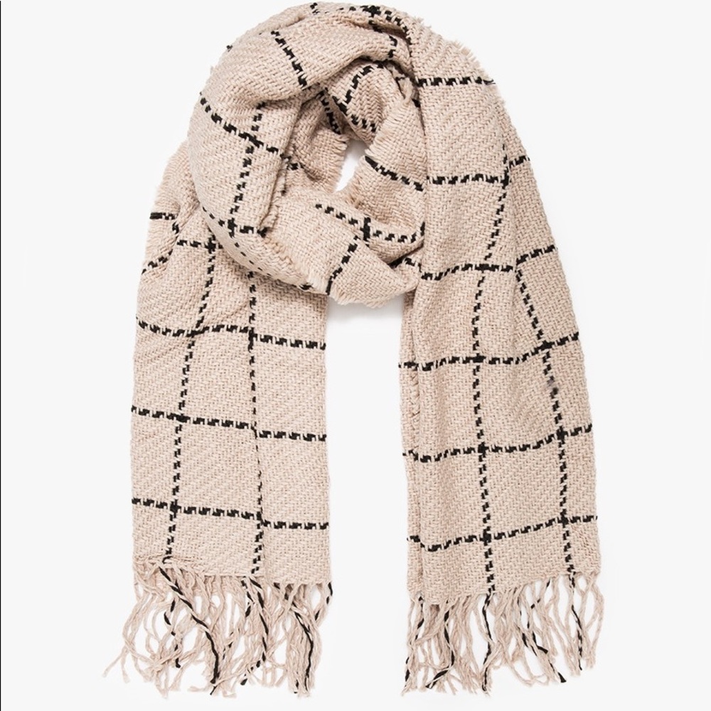Wool grid herringbone scarf