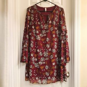 Target Burgundy Bell Sleeve Dress Size M
