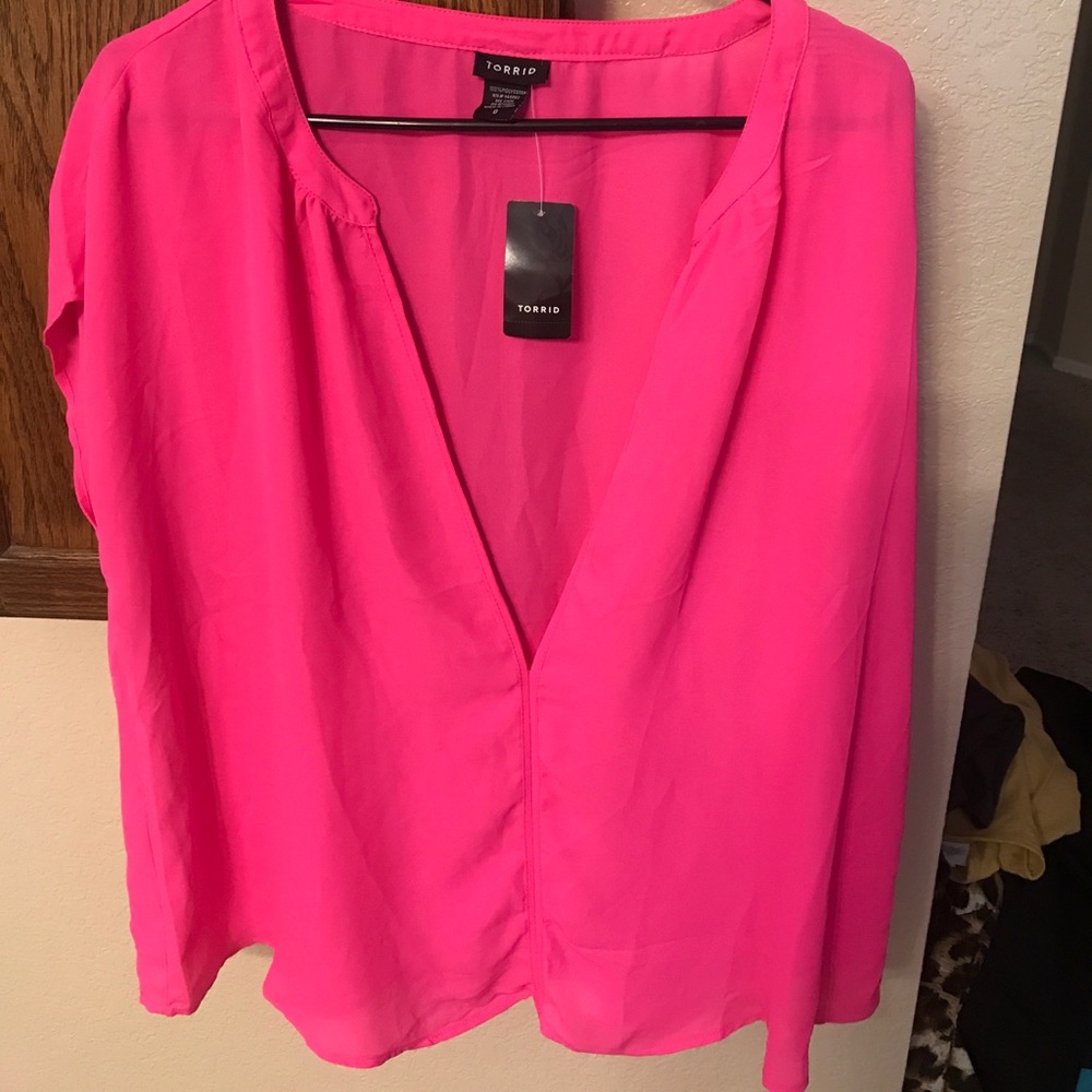 Torrid Hot Pink sheer top size 0