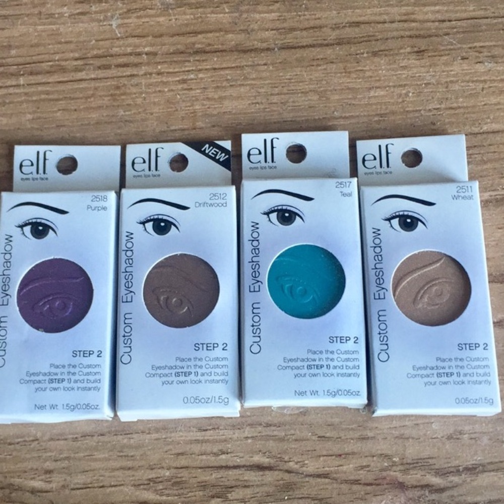 ELF EyeShadowa in Purple, Driftwood, Teal & Wheat