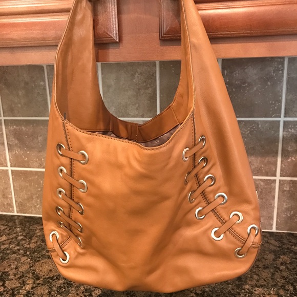 Michael Kors Astor Tan Leather Grommet Hobo Bag - Picture 3 of 8