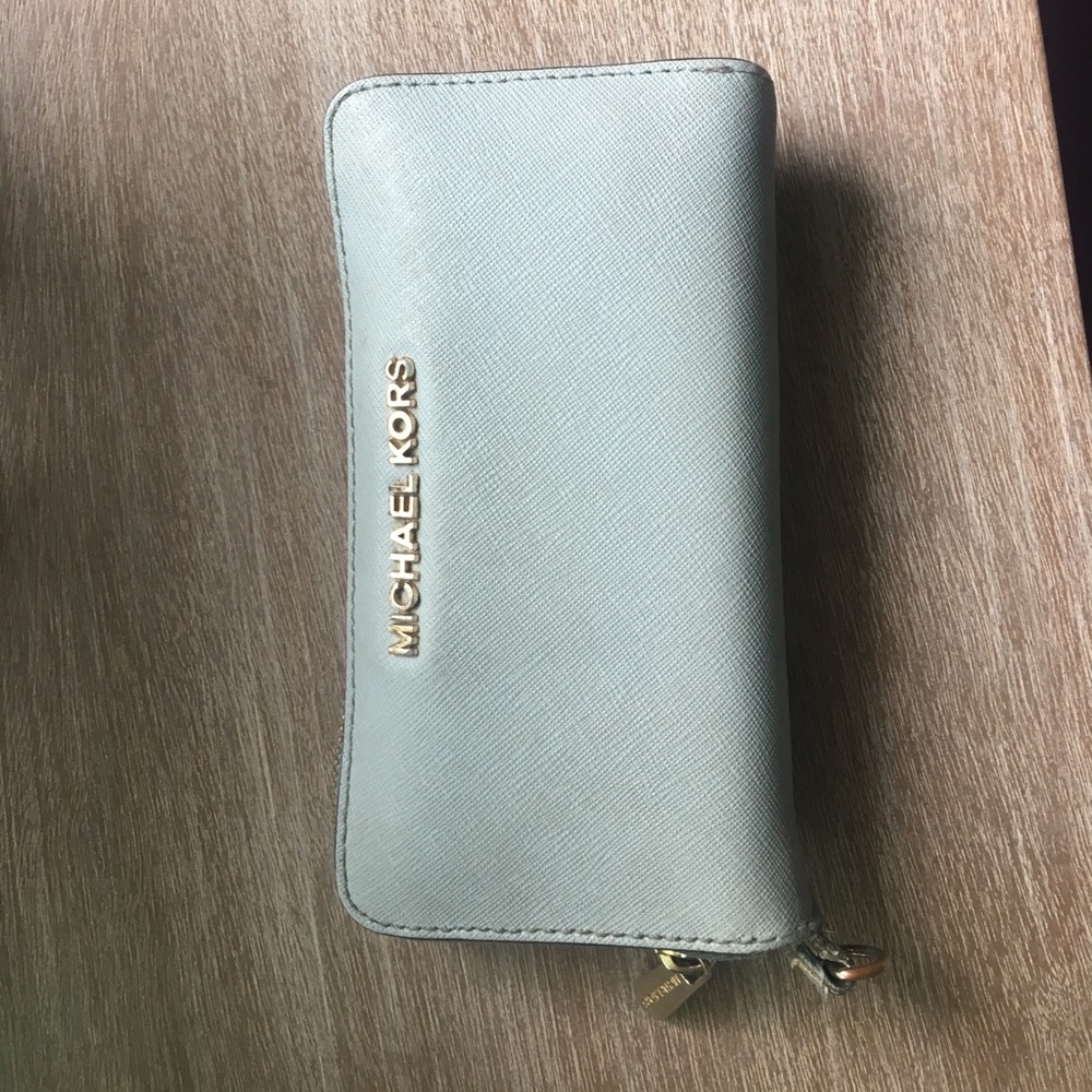 Sky Blue Michael Kors Wristlet Wallet