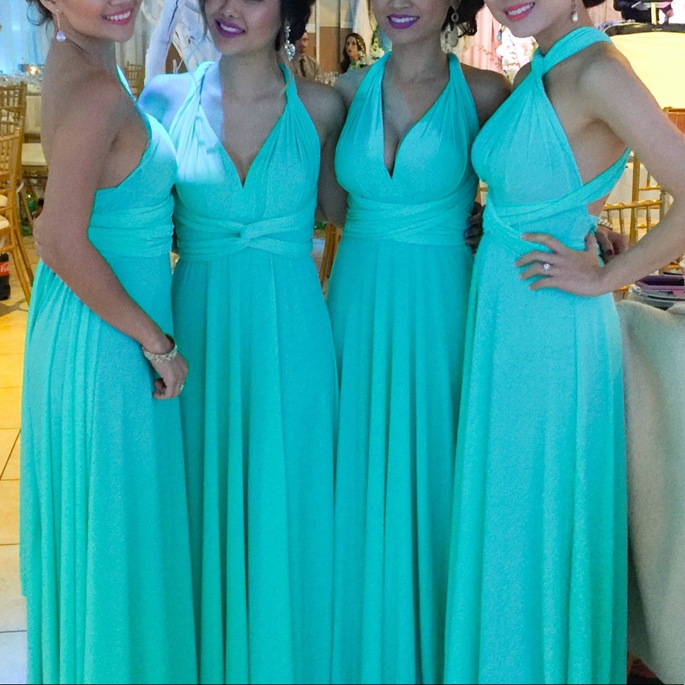 Turquoise bridesmaid convertible dress one size