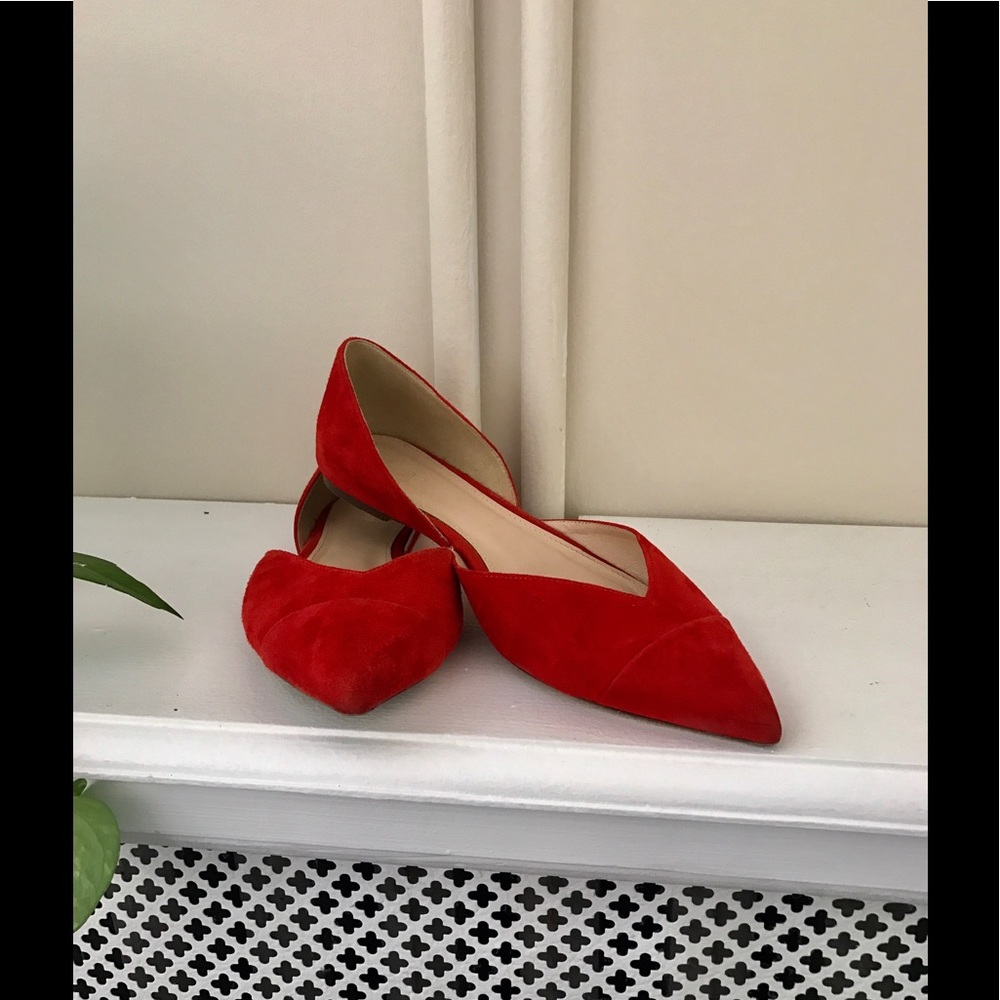 J. Crew red suede d'orsay flats