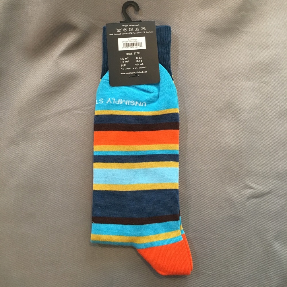 NWT Unsimply Stitched Blue/Orange/Brown/Ylw Socks - Picture 2 of 3