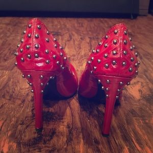 Deep red studded heels
