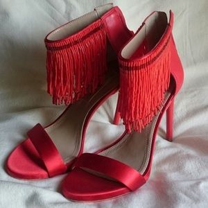 BCBG Red Beaded Fringe Heels size 9