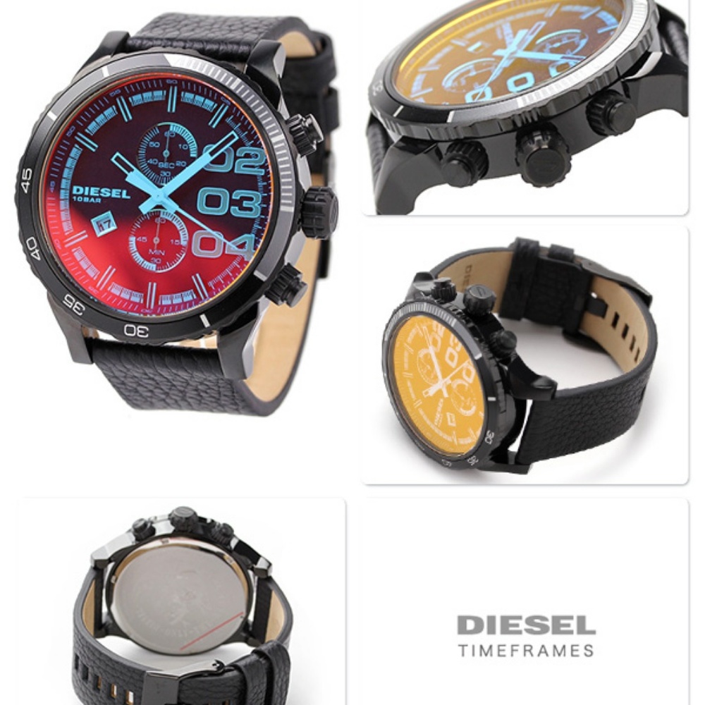 NWT DIESEL LASER RAINBOW GLASS REFLECTED WATCH