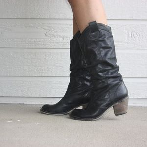 ALDO Black Genuine Leather Cowboy Boot