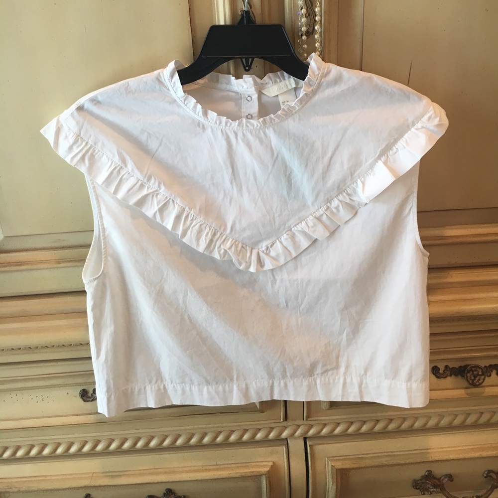 White ruffle H&M top