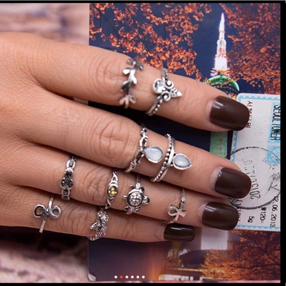 10 Pcs/Set Boho Vintage Turtle Midi gold/silver - Picture 3 of 3