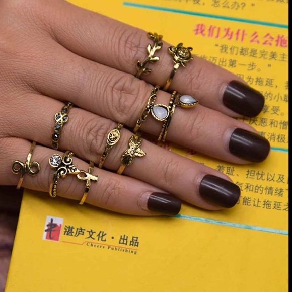 10 Pcs/Set Boho Vintage Turtle Midi gold/silver - Picture 2 of 3