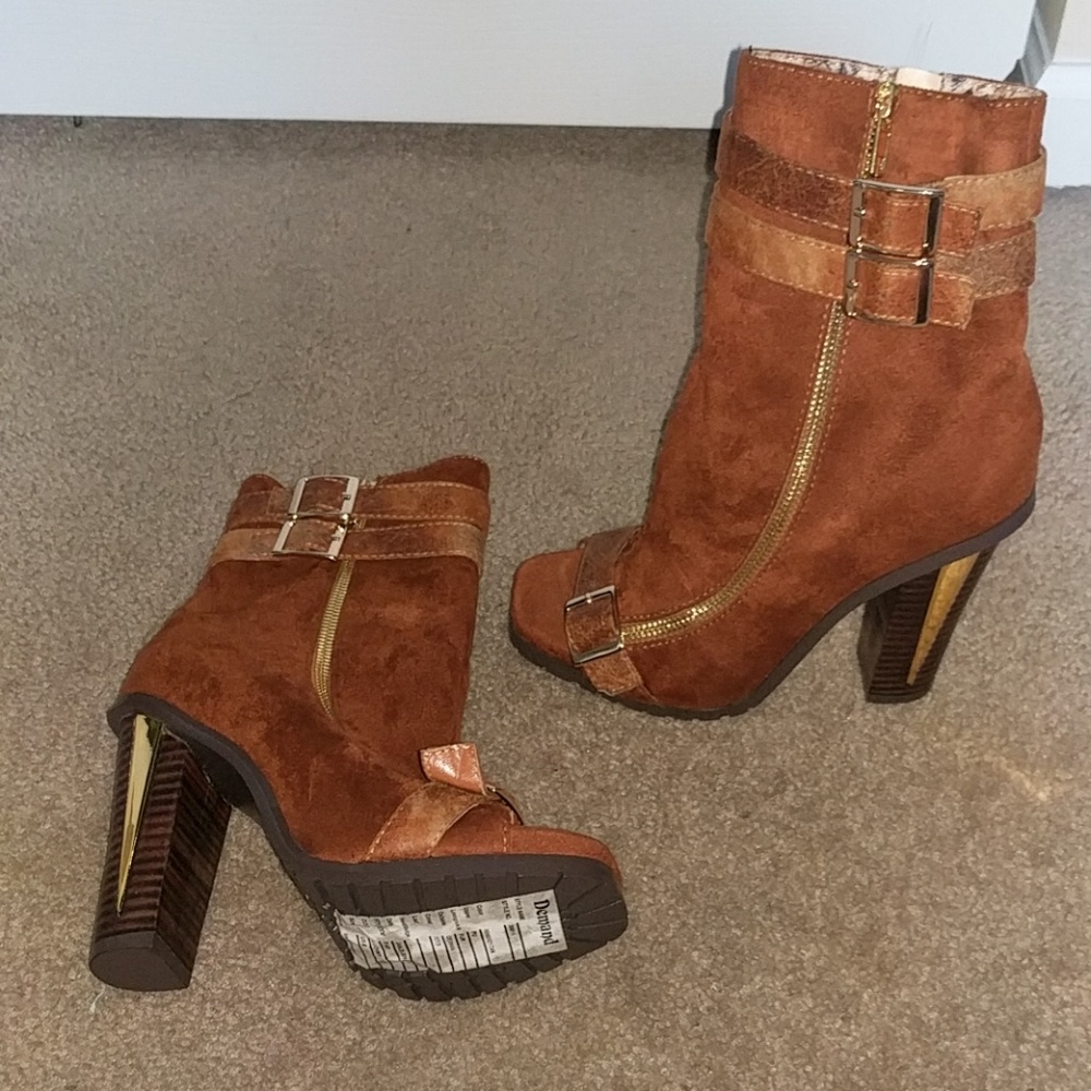 Faux Suede Open Toe Boot