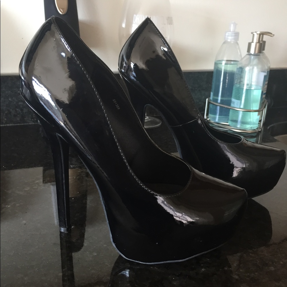 Almond Toe Black Heels