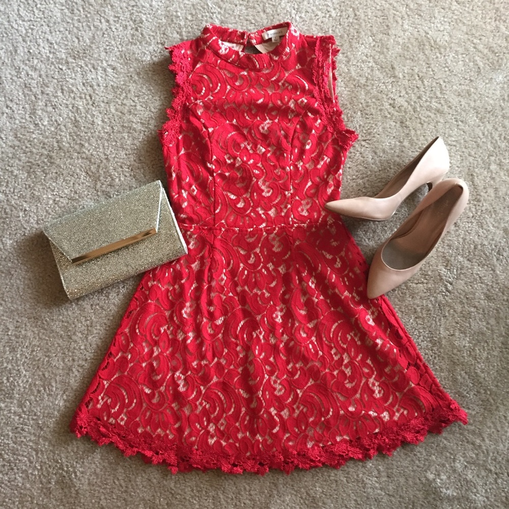 Francesca's Boutique - Red Keyhole Back Dress