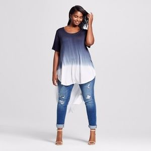 Women's Plus Size Dip-Dye High Low Tunic