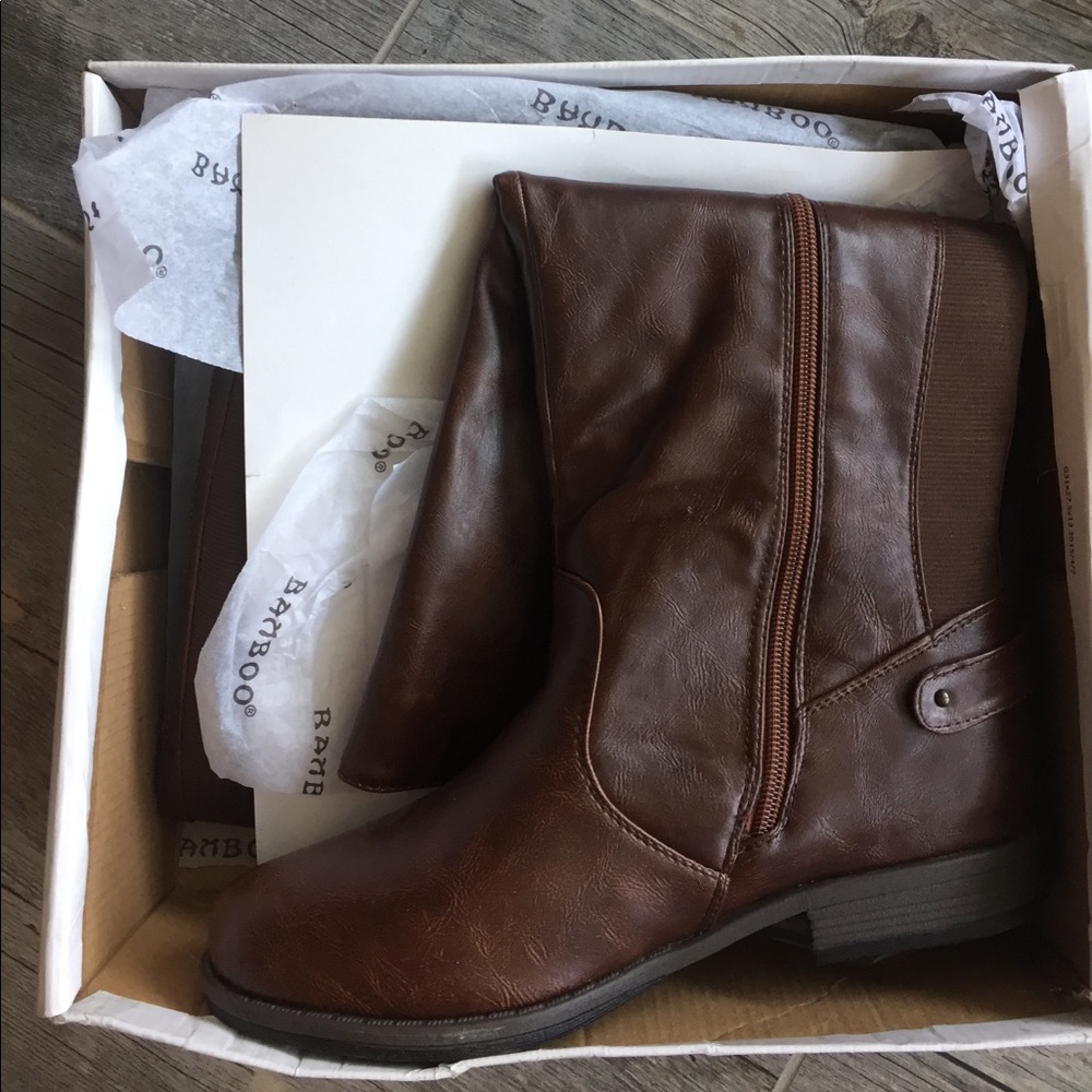 Knee High Brown Vegan Leather Boots by Bamboo