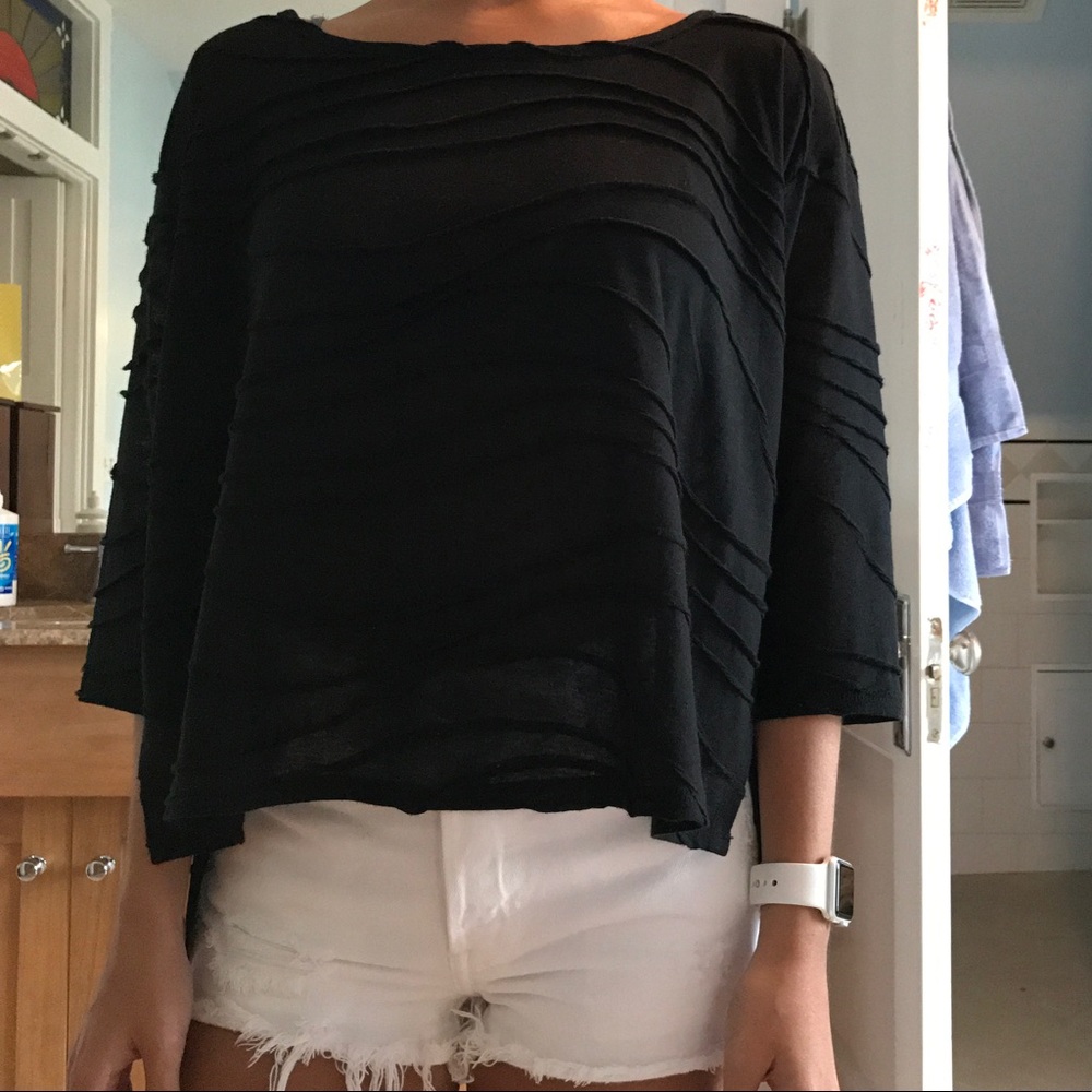 BCBG black 3/4 length sleeve top