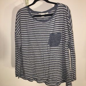 Blu/White striped long sleeve shirt