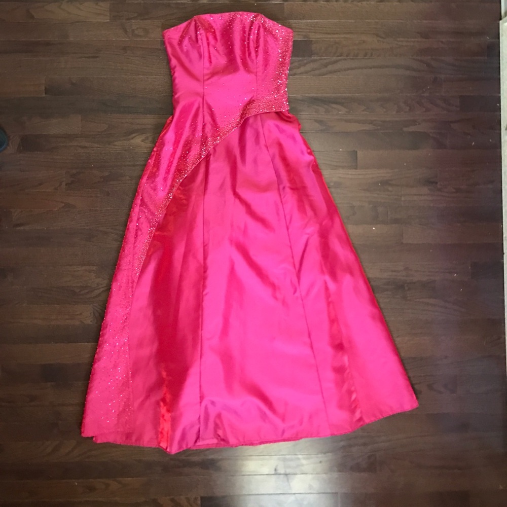 Morgan and Co. full length pink dress with beading