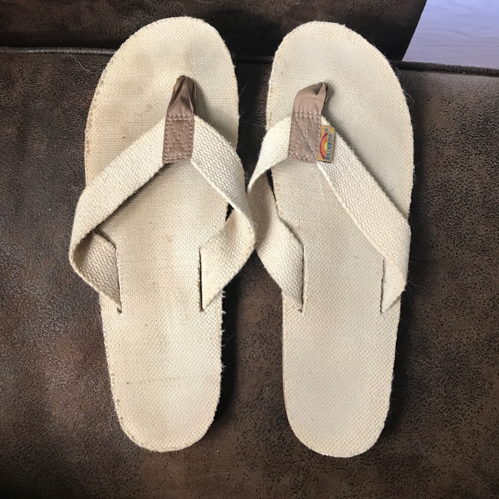 Rainbow flip flops