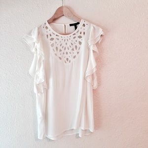 BcbgMaxAxria cream white color ruffle blouse