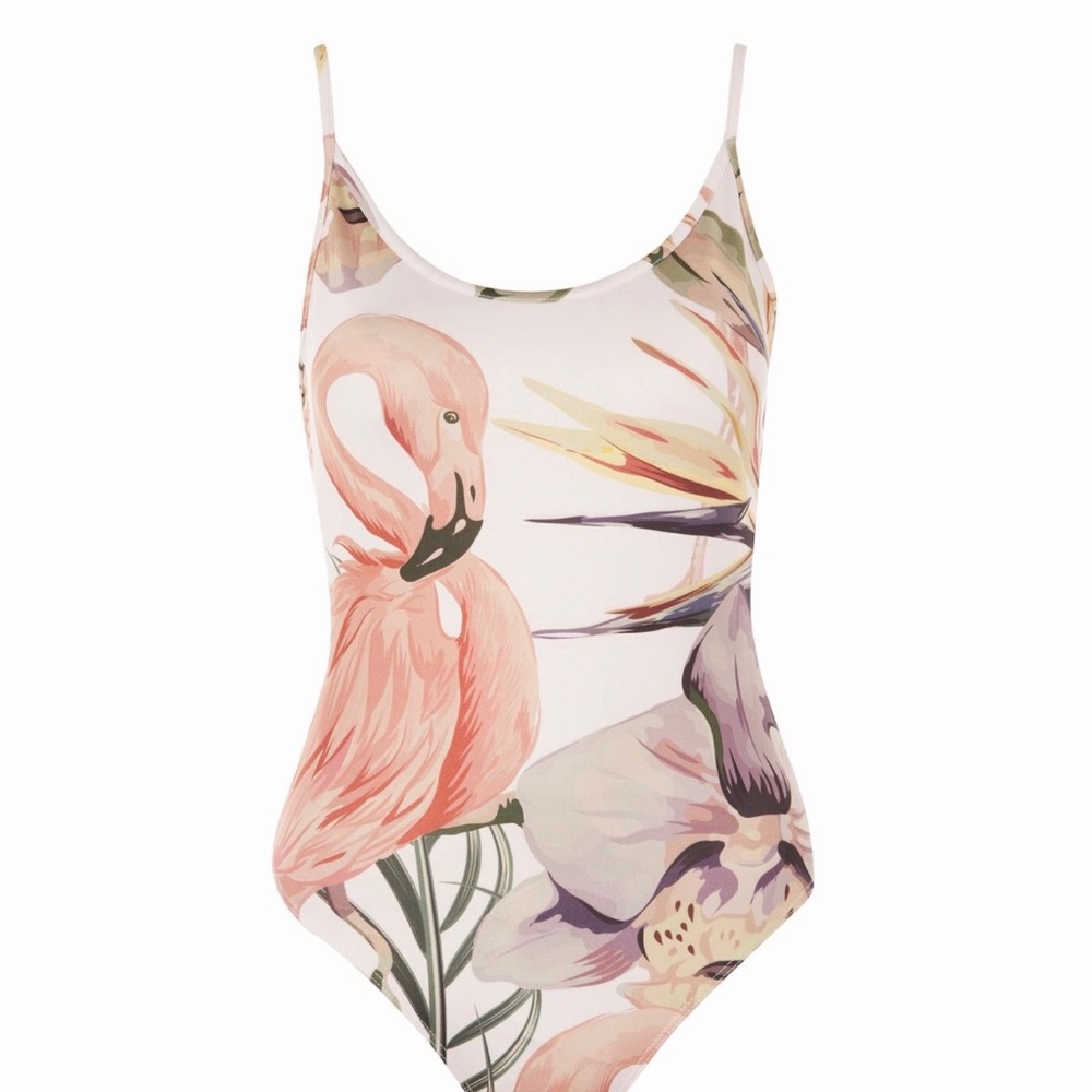 TopShop PETITE Flamingo Print Bodysuit