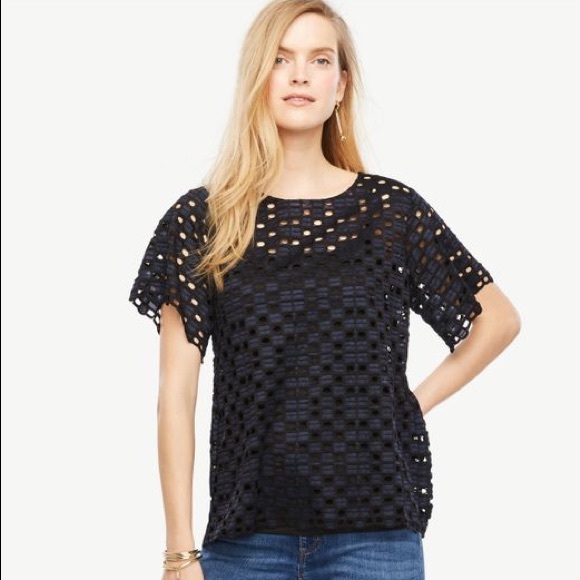Ann Taylor Geo lace top - Picture 3 of 5