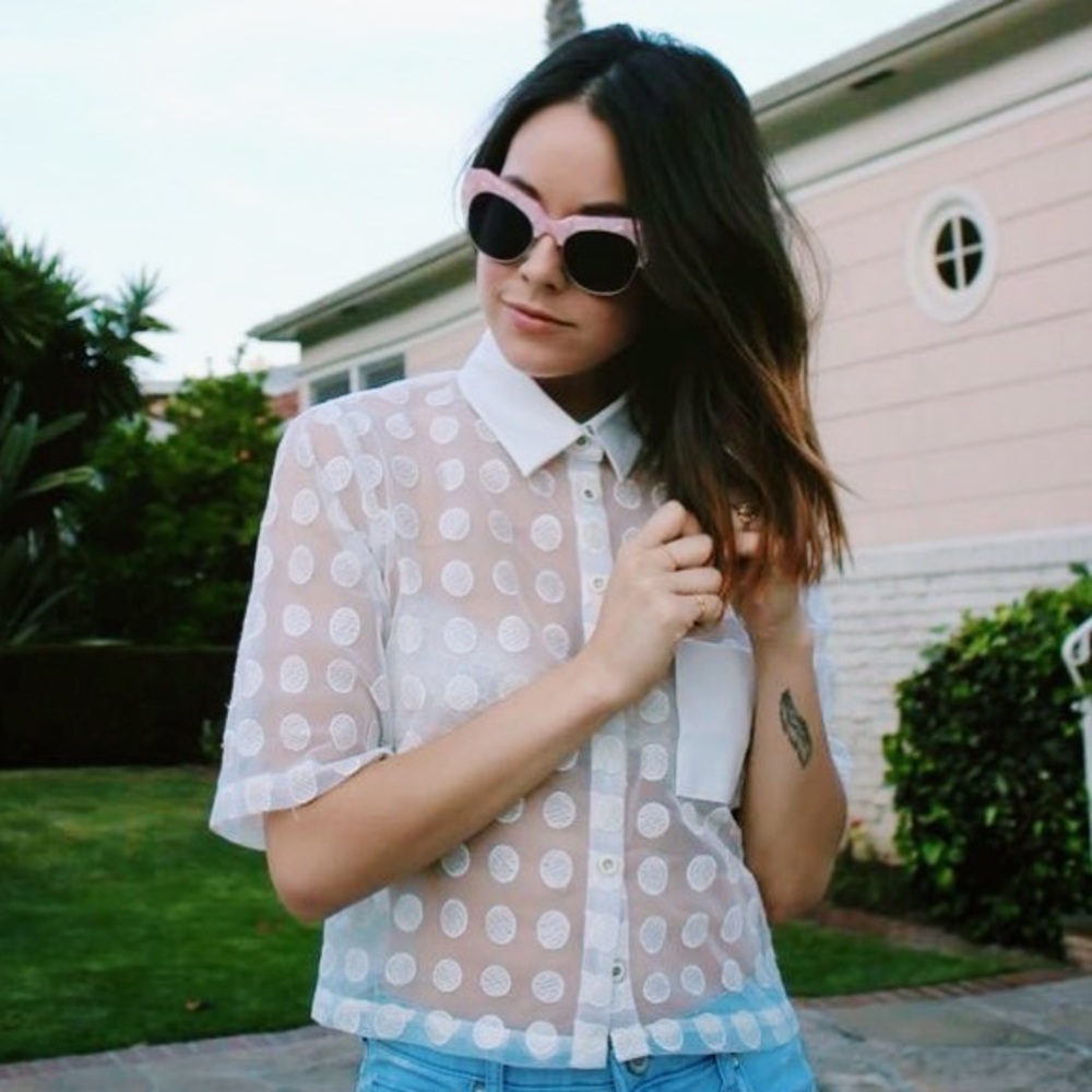 NASTY GAL POLKA DOT CROP TOP - Picture 1 of 7