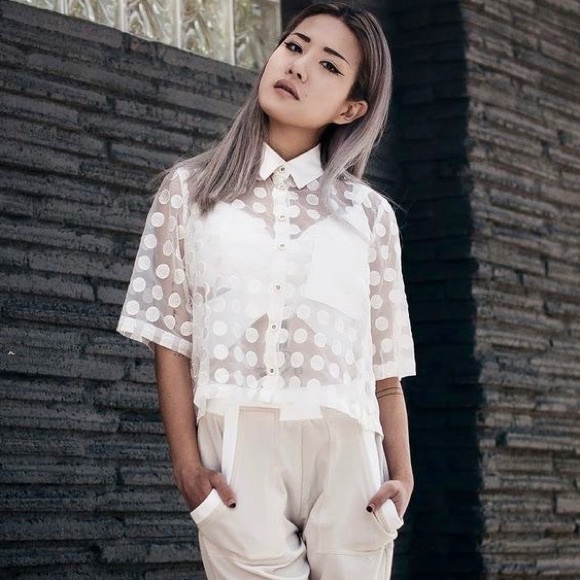 NASTY GAL POLKA DOT CROP TOP - Picture 2 of 7