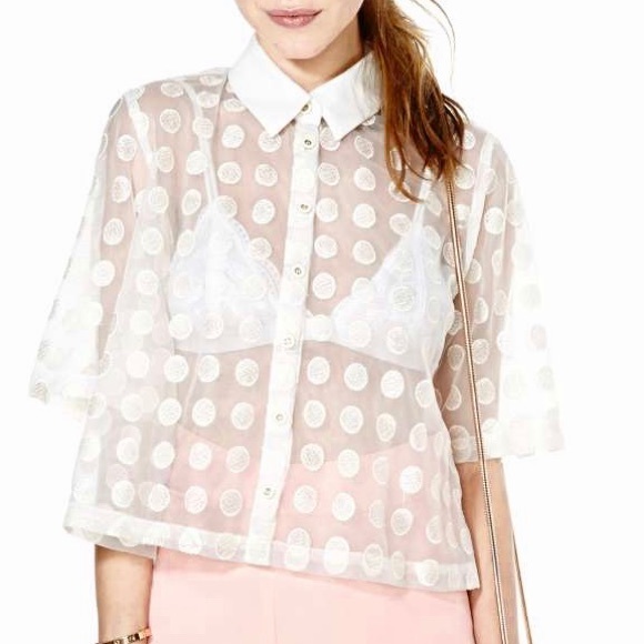 NASTY GAL POLKA DOT CROP TOP - Picture 3 of 7