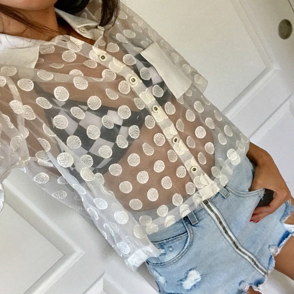NASTY GAL POLKA DOT CROP TOP - Picture 4 of 7