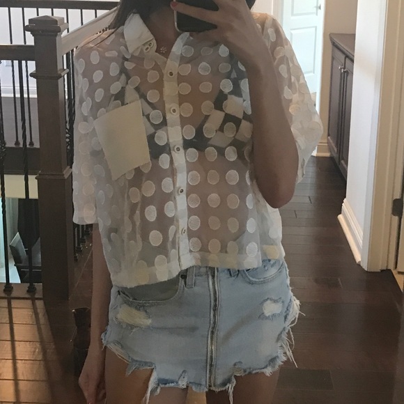 NASTY GAL POLKA DOT CROP TOP - Picture 5 of 7