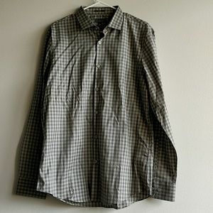 Calibrate gray checkered dress shirt L