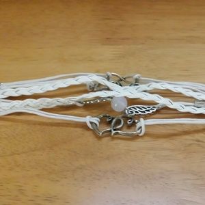 Leather and silver bracelet